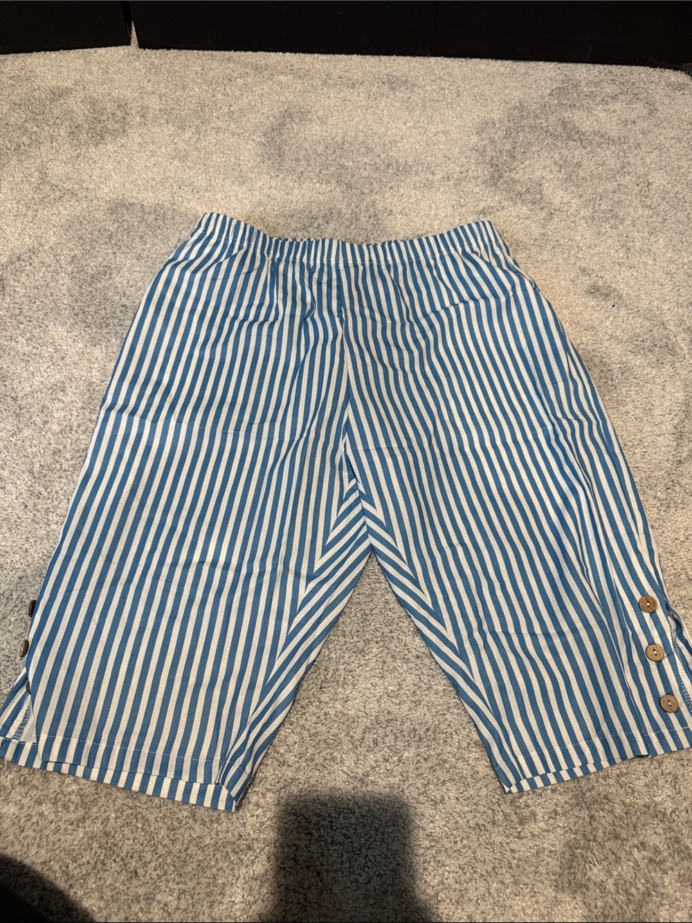 Amazon Blue and White Striped Pajama Shorts